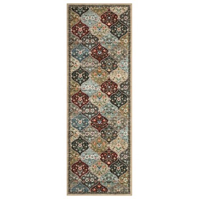 Washable Non Slip Floral Print Vintage Area Rugs for Living Room Bedroom, Soft Low Pile Dining Room Carpet for Home Office