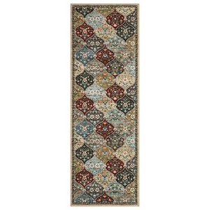 Washable Non Slip Floral Print Vintage Area Rugs for Living Room Bedroom, Soft Low Pile Dining Room Carpet for Home Office - 1 of 4