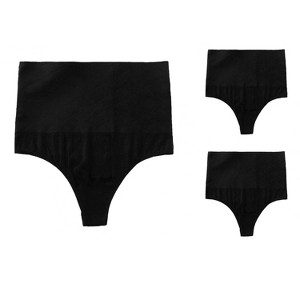 Allegra K Women's Tummy Control Comfortable Slimmer High Waist Solid Thongs 3 Packs - 1 of 4