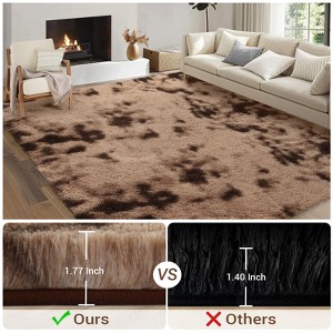 Fluffy Shaggy Rug: Tie-Dyed Furry Non-Shedding Plush Rug – Fuzzy Accent Carpet for Living Room, Bedroom | Soft Feet-Friendly Home Decor Floor Cover - 1 of 4