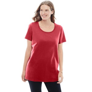 Woman Within Plus Size Perfect Short-Sleeve Scoopneck Tee - 1 of 4