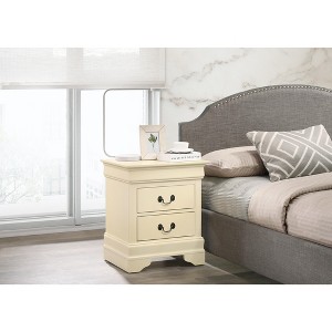 HomeStock Beige Nightstand with Two Drawers, 24x21x16 Compact Bedside Storage Table with Soft Finish and Stylish Bedroom Use - 1 of 4