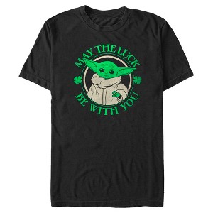 Men's Star Wars The Mandalorian Grogu St. Patrick's Day May the Luck Be With You T-Shirt - 1 of 4