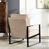 Mid-Century Modern Accent Chair with Brushed Metal Frame, Padded Armrest and Thick Seat Cushion - 3 of 4