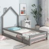 Twin Size House-Shaped Headboard Floor Bed with Fences, Bed for Kids,House Bed Twin Frame for Girls,Boys - 3 of 4