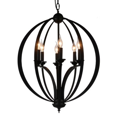 CWI Lighting Drift 6 Light Up Chandelier With Black Finish
