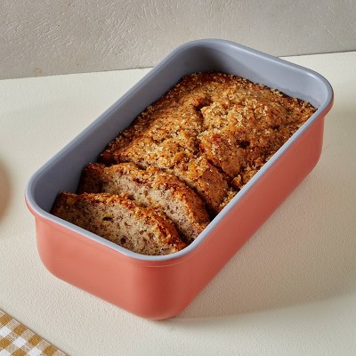 Marigold Non-Stick Ceramic Loaf Pan with Gray Interior