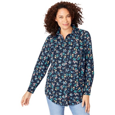 Woman Within Plus Size Perfect Long Sleeve Shirt