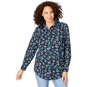 Woman Within Women's Plus Size Perfect Long Sleeve Shirt - 1 of 4