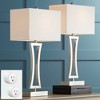360 Lighting Roxie 31" Tall Large Modern End Table Lamps Set of 2 WiFi Smart Socket Sculptural Brushed Nickel Finish Metal Living Room Bedroom - 2 of 4