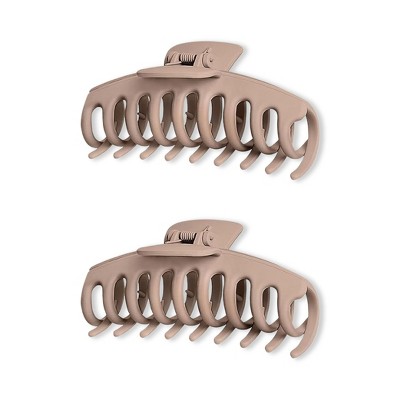 LA Glam Co. Nude 4" Casual Ladies Claw Clips - All Hair - 2-Pack - Light Brown