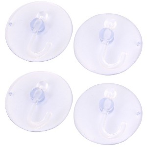 Unique Bargains Home Bathroom Wall Window Plastic Suction Cup Hook Clear Blue 4 Pcs - 1 of 4