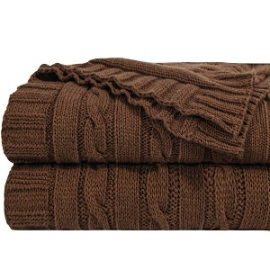 Cotton Cable Knit Blanket, Ultra-Soft Cozy Blanket for Couch & Bed Decor - NTBAY - 1 of 4