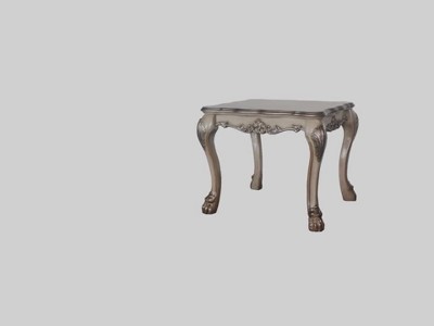 Dresden Vintage Bone White Square Wooden End Table with Claw Feet