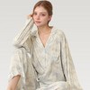 Anna-Kaci Lounge Women's Satin Floral Pajama Set with Button-Up Long Sleeve Top and Relaxed Fit Pants - 3 of 4
