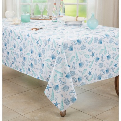 Coastal Seashell Design Rectangular Fabric Tablecloth