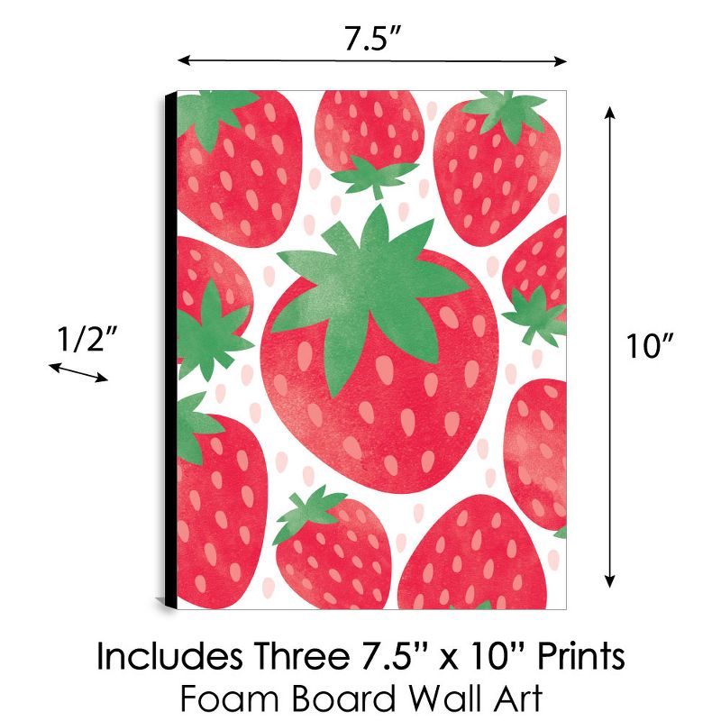 Big Dot of Happiness Berry Sweet Strawberry - Fruit Kitchen Wall Art and Kids Room Decor - 7.5 x 10 inches - Set of 3 Prints, 4 of 7
