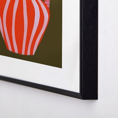 Marin Vaan Zaal Red Vase Digital Art Print with Black Metal Frame