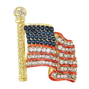 Anna-Kaci Crystal Rhinestone 4th of July American USA Flag Patriotic Pin Brooch - 1 of 4
