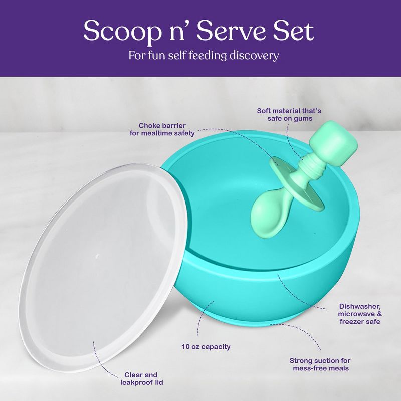 Sperric Silicone Baby Feeding Set - Infant Suction Bowls with Lids and Spoons | BPA Free Toddler Self Feeding Utensils for 0-6 Months, 4 of 7