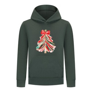 Everyday Kids Christmas Collection Red & Gold Painted Tree Girls Pullover Hoodie – Holiday Sweatshirt - 1 of 4