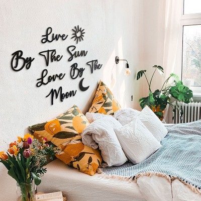 Sussexhome Live By The Sun Love By The Moon Metal Wall Art - Inspirational Quote Set