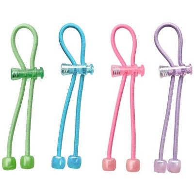 Pulleez  Acrylic Charms includes 1-Lime, 1-Sky, 1-Pink, 1-Lavender - Ponytail Elastic Hair Tie, Set of 4