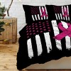 Boersma 3 Pieces American Red Ribbon Print Duvet Cover Polyester King Szie Quilt Cover WIth Pillowcase for Women Adults Bedroom Decor - 3 of 4
