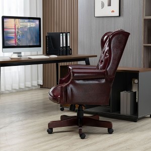 CAVINAS Executive Office Chair with Thick Padded Seat,High-Back Desk Chair with Smooth-Swivel Casters,PU Leather Office Chairs for Workspace - 1 of 4