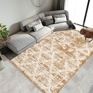 Area Rugs Floral Printed Indoor Mat Soft Non Slip Low Pile Washable Rug Modern Rug for Living Room - 1 of 4