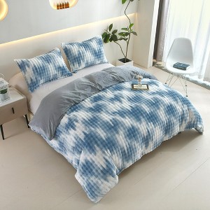 Hachikiko Faux Rabbit Fur Duvet Cover Set, Reversible Camo & Gradient Boho Design, Ultra Soft Hypoallergenic Plush Bedding with 2 Pillowcases - 1 of 4