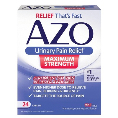 Azo Maximum Strength Urinary Pain Relief, UTI Pain Reliever - 24ct