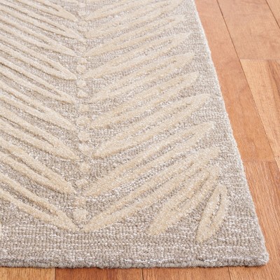Chevron Leaves Beige and White Wool Viscose 4' x 6' Rug