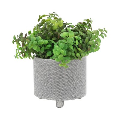 Set of 2 Silver Ceramic Footed Planter Pots