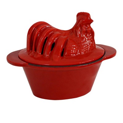 US Stove CS-01R 1 Quart Enamel Cast Iron Wood Stove Chicken Steamer Humidifier Pot, Red