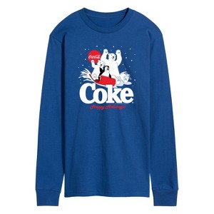Men's - Coca Cola - Happy Holidays Sledding Long Sleeve Graphic T-Shirt - 1 of 3