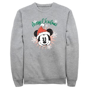 Men's Mickey & Friends Merry Christmas Distressed Mickey Sweatshirt - 1 of 4