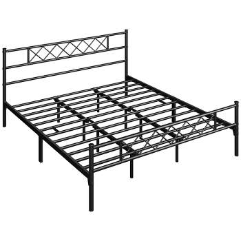 Yaheetech Simple Metal Bed Frame with Headboard&Footboard Slatted Bed Base