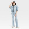 Women's Cropped Trucker Jacket - Universal Thread™ Light Wash - image 3 of 4