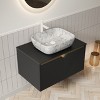 Bathroom Vanity&Sink, Floating Plywood Storage Cabinet,  Marble Pattern Ceramic Vessel Basin&Carrara White Sintered Stone Top - 2 of 4