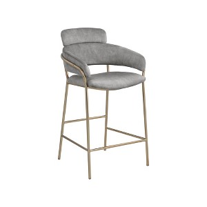 Meridian Furniture,Yara Grey Velvet Counter Stool - 1 of 4