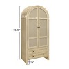 Kitchen Pantry Cabinet with Drawers, Arched Storage Cabinet with Adjustable Shelves, Rattan Doors, Display Cabinet for Living Room-The Pop Home - 3 of 4