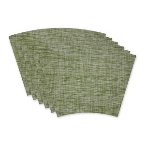 Design Imports Fig Green Tweed Round Table Placemat Set/6 - 1 of 4