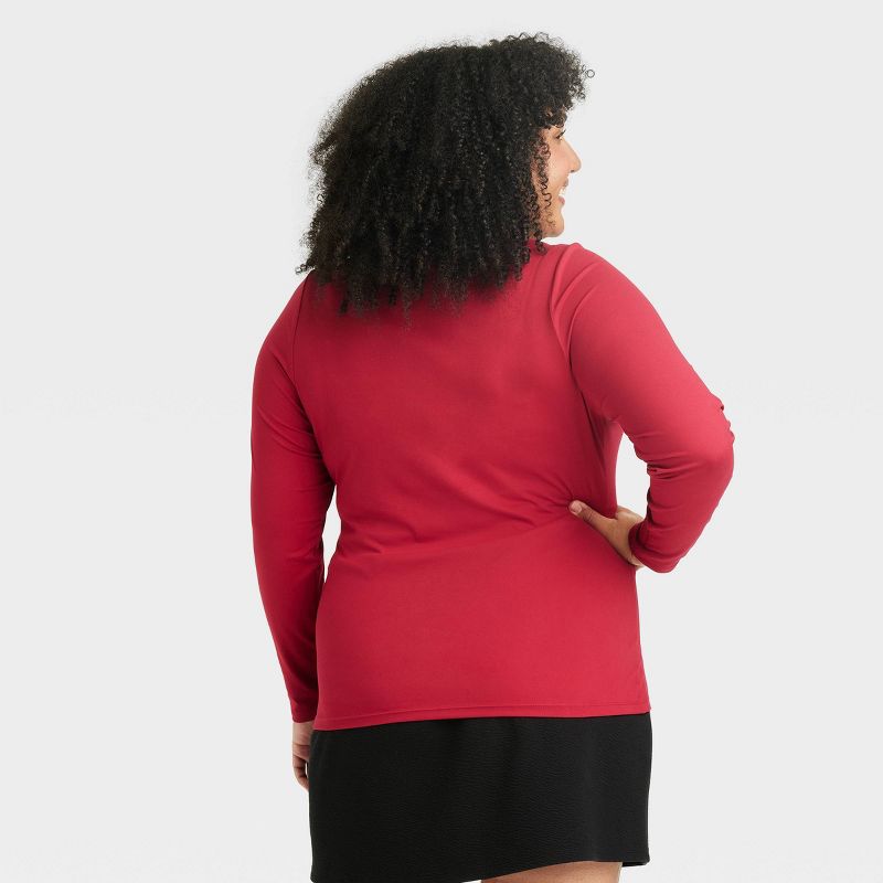 Women's Slim Fit Long Sleeve Square Neck Corset T-Shirt - Ava & Viv™, 2 of 4