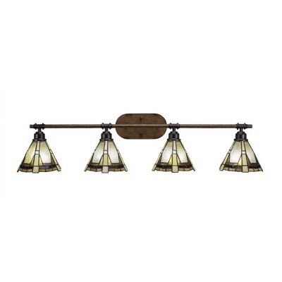 Toltec Lighting Blacksmith 4 - Light Vanity in  Painted Wood/Dark Granite with 7" Zion Art Glass Shade