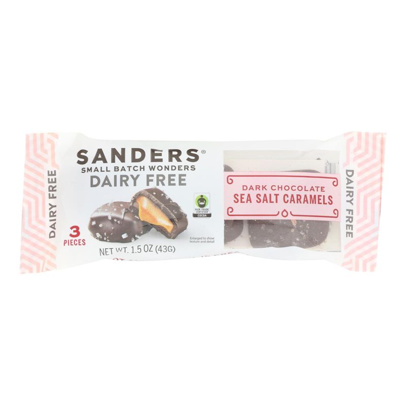 Sanders Dairy Free Dark Chocolate Sea Salt Caramels - Case of 8/1.5 oz, 2 of 5