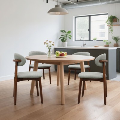 NicBex Set of 2/4 Modern Cotton-Linen Upholstered Dining Chairs with Solid Wood Legs,Armless Accent Chairs for Dining Room,Kitchen,Restaurant