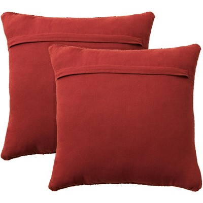 Red Cotton Cable Knit 18" Square Throw Pillow Set of 2