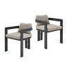 Outdoor Patio Aluminum Dining Chairs Set of 2,Fabric Upholstered Chairs with Rust Resistant Frame,Curved Back Armrest Chairs-Cuddlewood - 3 of 4