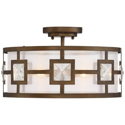 19" Crystal Bronze Drum Semi-Flush Mount Ceiling Light